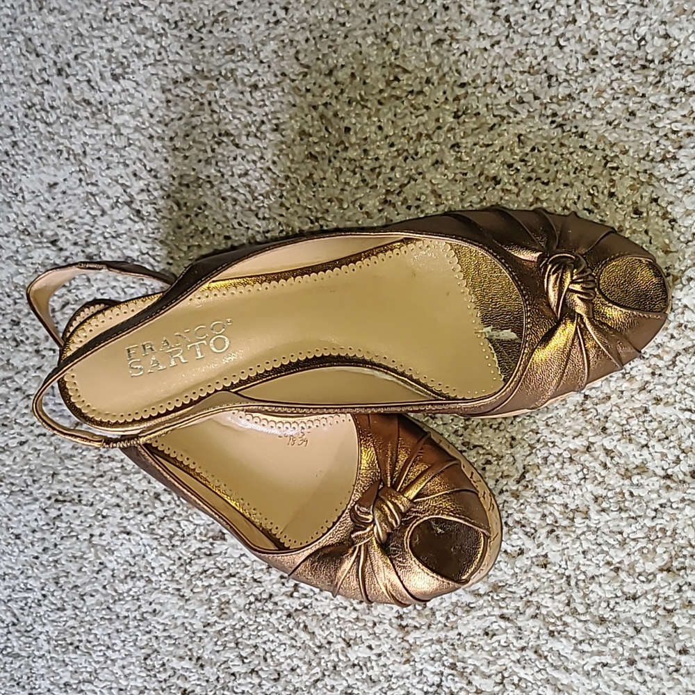 Franco Sarto Bronze Peep-Toe Slingback Heels